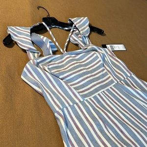 BCBGMAXAZRIA
Striped Ruffle-Hem Romper